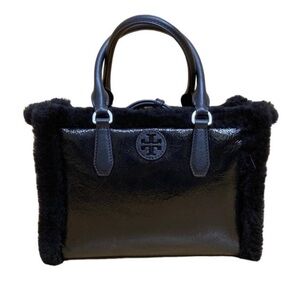 Tory Burch Blake Patent Leather Shearling Tote